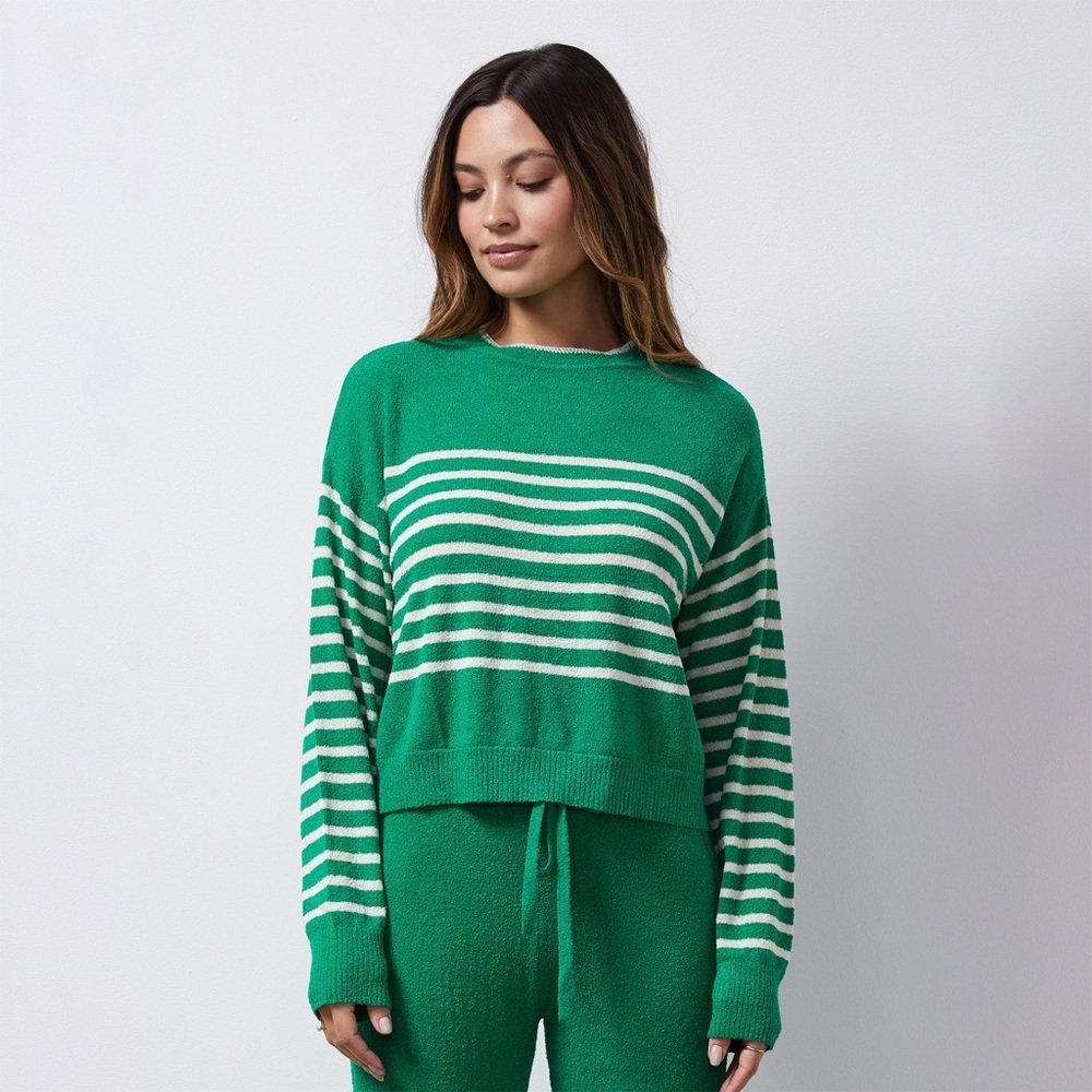 Monrow Boucle Knit Striped Sweater